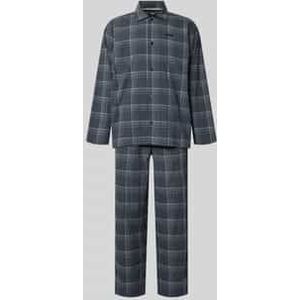 BOSS - Chris Pattern - Heren Pyjama Set - Donkerblauw - Met Knoopjes