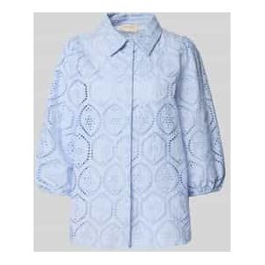 Regular fit blouse met broderie anglaise, model 'Agy'