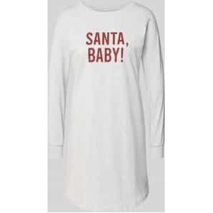 Skiny - Nachthemd - Lichtgrijs - Donkerrood - Korte Mouwen