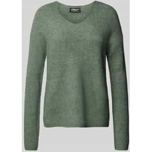 Regular fit gebreide pullover met V-hals, model 'CAMILLA'