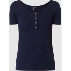 PIECES Ribgebreide Top Donkerblauw