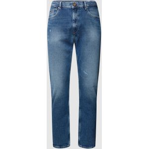 Regular tapered fit jeans met labelstitching, model 'DAD JEAN'