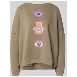 Sweatshirt met extra brede schouders en ronde hals
