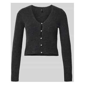 Only - ONLRICA LIFE LS VNECK - Gebreide Trui - Dark Grey Melange