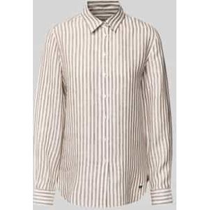 Regular fit linnen overhemdblouse met motiefstitching, model 'JOSEF'