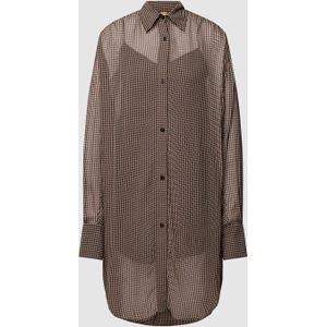 Lange blouse van viscose met pied-de-poule-motief, model 'Bareid'