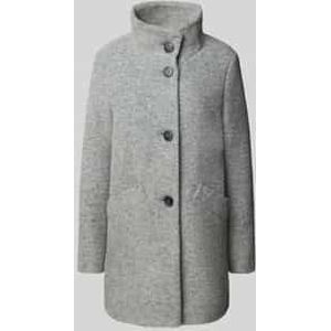 Lange jas met opstaande kraag en steekzakken