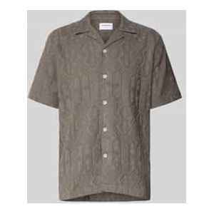 Regular fit overhemd met korte mouwen van viscosemix met structuurmotief