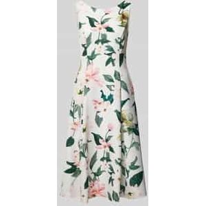 Knielange cocktailjurk met ronde hals