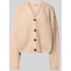 Gebreid jack in bouclélook met V-hals