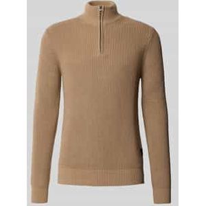 Gebreide pulllover met opstaande kraag en ritssluiting
