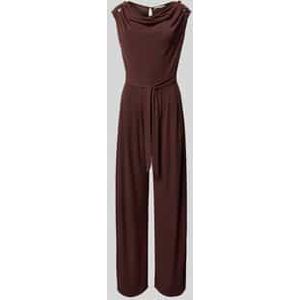 Cocktail-jumpsuit met cascadehals en strikceintuur