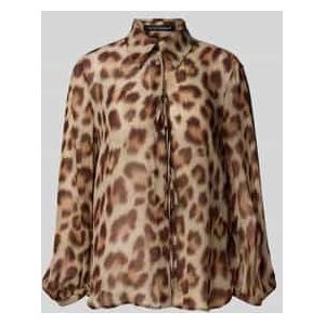 Blouse van viscose met vetersluiting