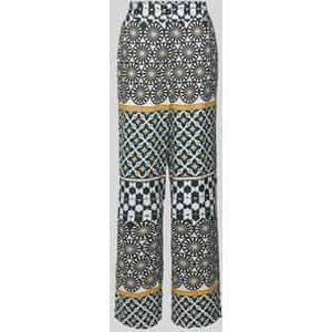 Loose fit linnen broek met all-over motief