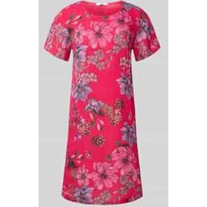 Knielange linnen jurk met ronde hals