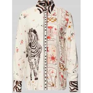 Regular fit overhemdblouse van pure viscose met dierenprint