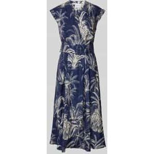 Getailleerde midi-jurk van een mix van linnen en viscose, model 'ALINE'