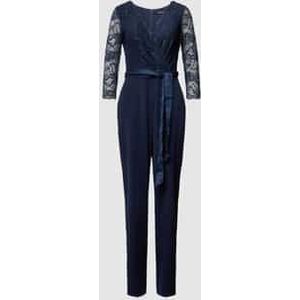 Swing - Jumpsuit - Effen - Materiaalmix Met Stretch - V-hals - Strikceintuur