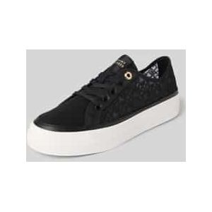 Sneakers - Zwart - Vetersluiting - Plateau Neus - Verwijderbare Binnenzool