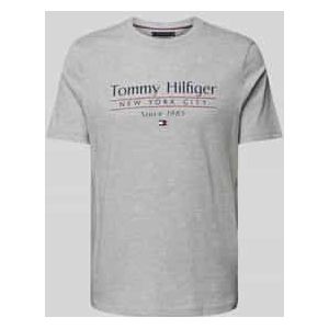 Tommy Hilfiger - HILFIGER CENTER STACK TEE - T-shirt - Lichtgrijs - Katoen