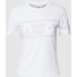T-shirt met strass-steentjes, model 'MAXI LOGOMANIA STRASS'