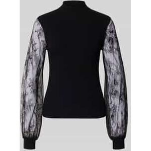 Pullover van viscosemix met mouwen van kant