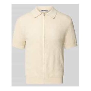 Regular fit gebreid overhemd met doorlopende ritssluiting