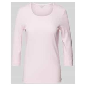 T-shirt met 3/4-mouwen in effen design