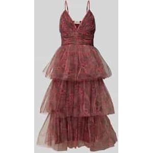 Knielange cocktailjurk met volants