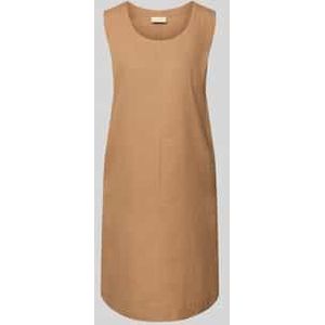 Knielange linnen jurk met ronde hals, model 'LAVA'