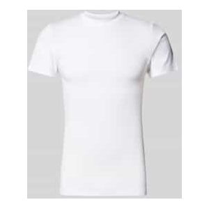 T-shirt met geribde ronde hals, model 'NOBLESSE'