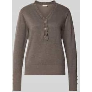 Gebreide pullover met korte knoopsluiting, model 'KATIE'