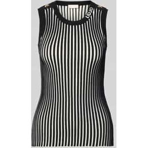 Tricottop van viscosemix met sierknopen