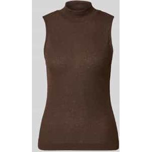 Glanzende top van viscosemix met opstaande kraag