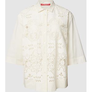 PLUS SIZE overhemdblouse met broderie anglaise, model 'FAUNA'