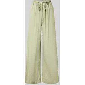 Wide leg stoffen broek van een mix van viscose en linnen, model 'Emelie'