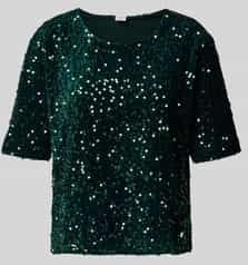 Relaxed fit T-shirt met all-over pailletten, model 'Cara'