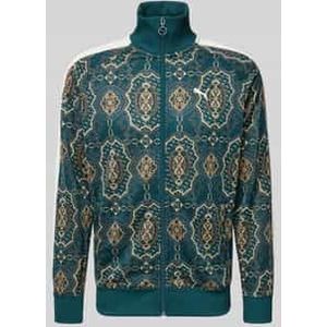 Sweatjack in all-over look met opstaande kraag