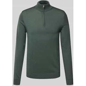 Selected - Tray - Gebreide Pullover - Hoge Hals - Halve Rits - Lange Mouwen - 100% Merinowol