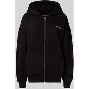 Oversized sweatjack met logostitching, model 'Clarita'