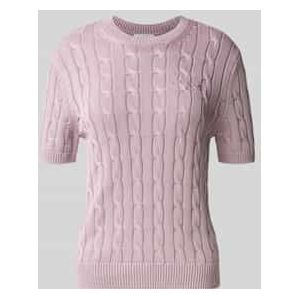 Gebreid shirt met kabelpatroon en ronde hals