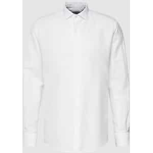 Regular fit smokingoverhemd van een linnenmix