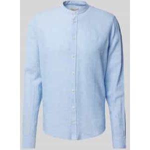 Regular fit linnen overhemd met opstaande kraag, model 'Anton'