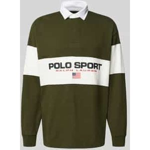 Sweatshirt met polokraag en labelprint