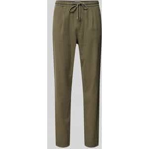 Korte chino van linnen met elastische tailleband