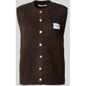 Mouwloos vest van viscosemix met labeldetail, model 'LEA'