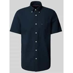 Regular fit overhemd met korte mouwen van seersucker van katoen