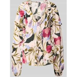 Regular fit blouse met V-hals, model 'minasa'