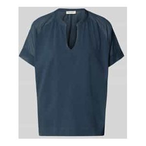 Marc O'Polo - Blouseshirt - Effen - Relaxed Fit - Katoen - V-hals - Korte Mouwen