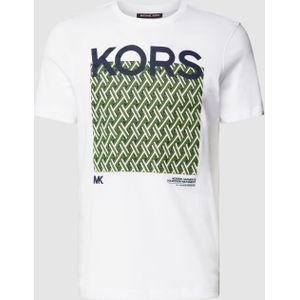 T-shirt met motief- en labelprint, model 'LATTICE KORS'